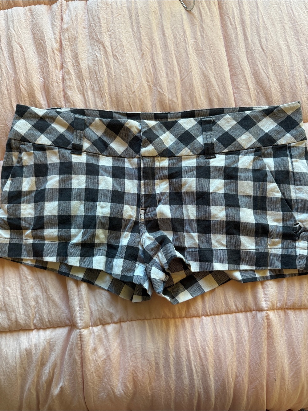Hurley Black and White Gingham Shorts
